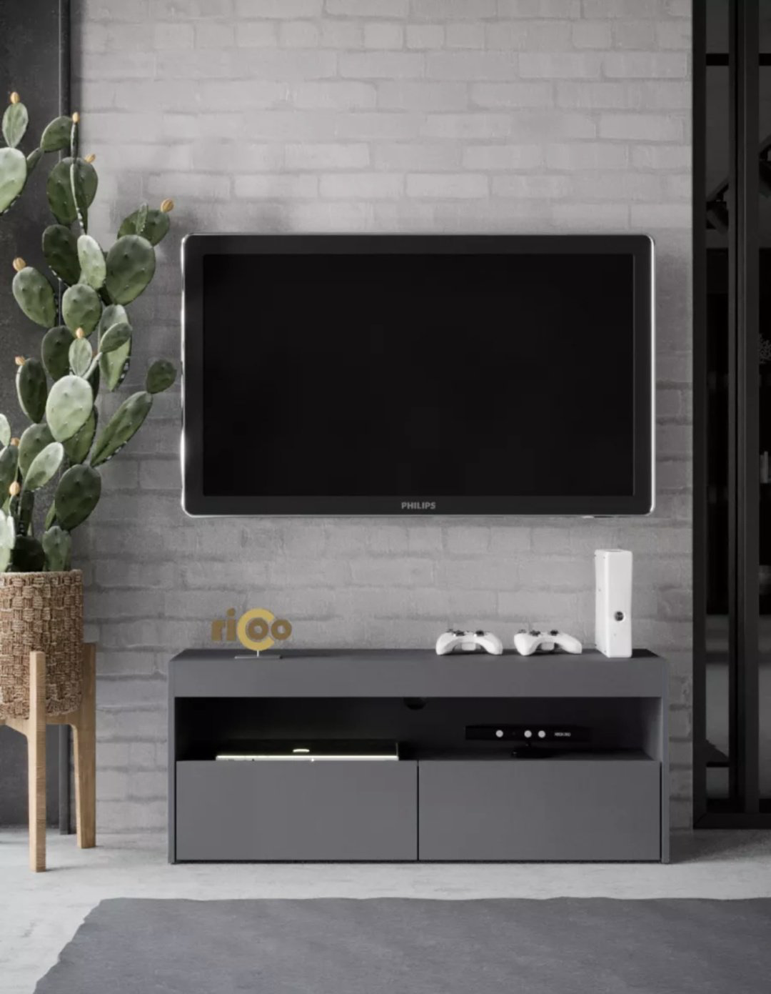ТВ-тумба напольная Ricoo Хилтон, 112x45x34 см, серый купить,NaN
