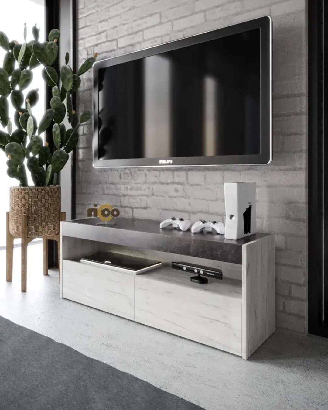 ТВ-тумба напольная Ricoo Бетон, 112x45x34 см, серый купить,NaN