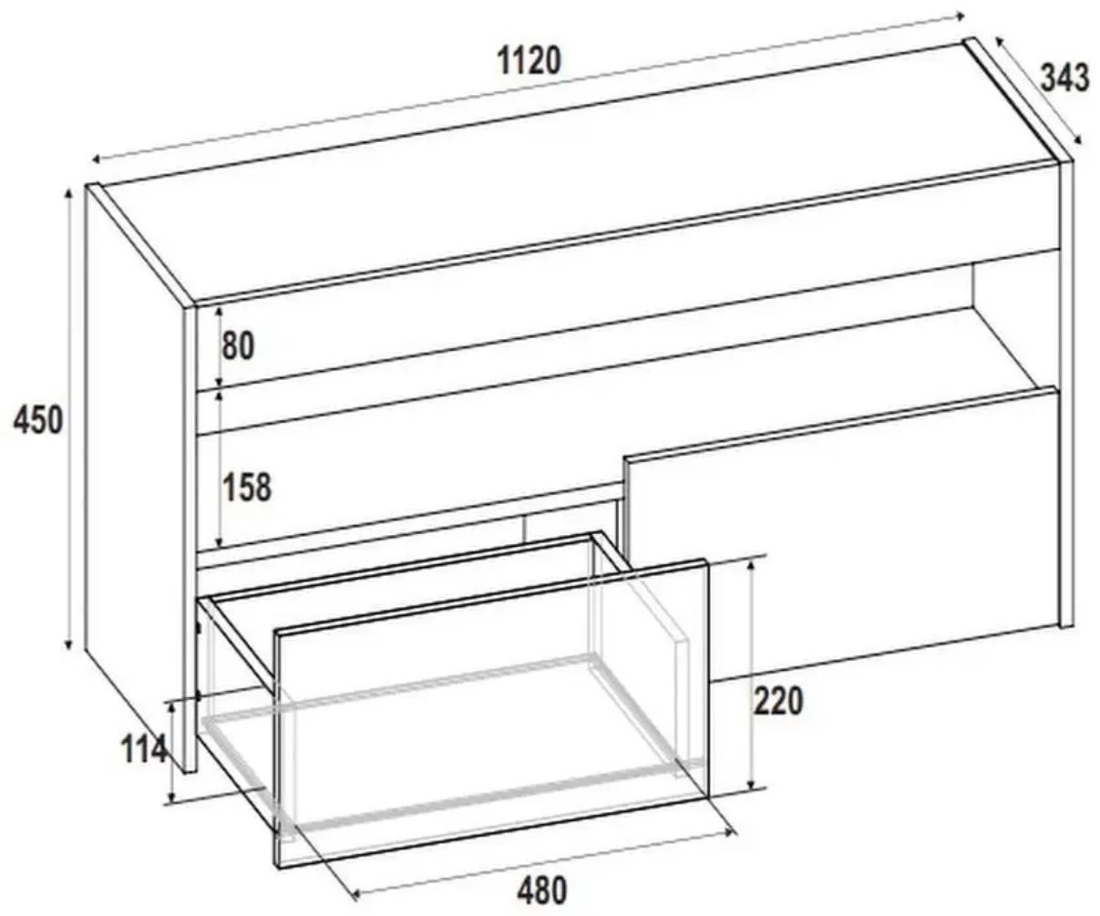 ТВ-тумба напольная Ricoo Бетон, 112x45x34 см, серый купить,NaN