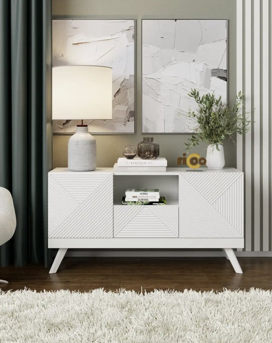 ТВ-тумба напольная AB mebel 146172, 114.3x59.7x35.1 см, белый купить,NaN
