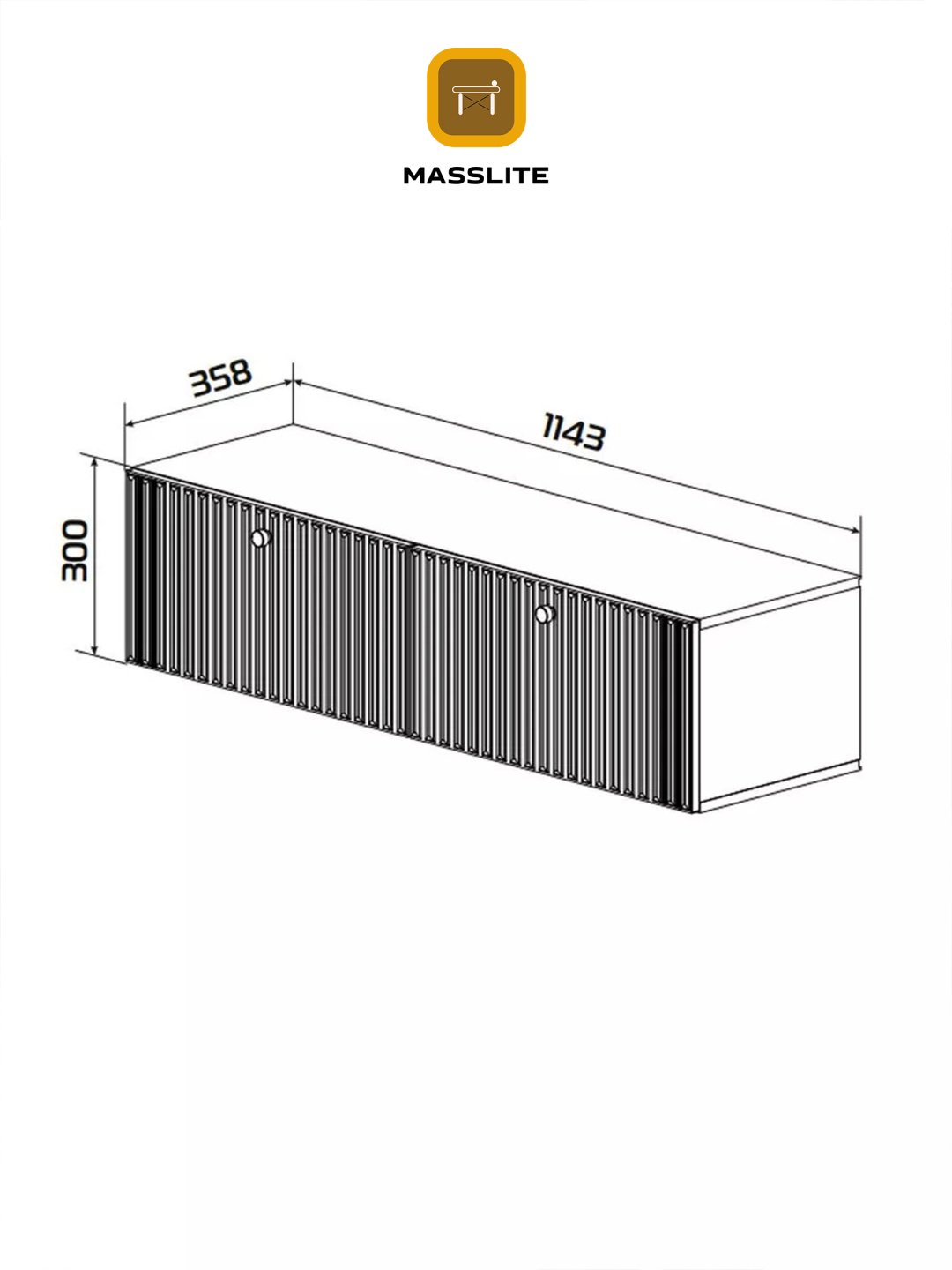 ТВ-тумба напольная и навесная MassLite ТВ-100001, 114x30x36 см, серый, графит купить,NaN
