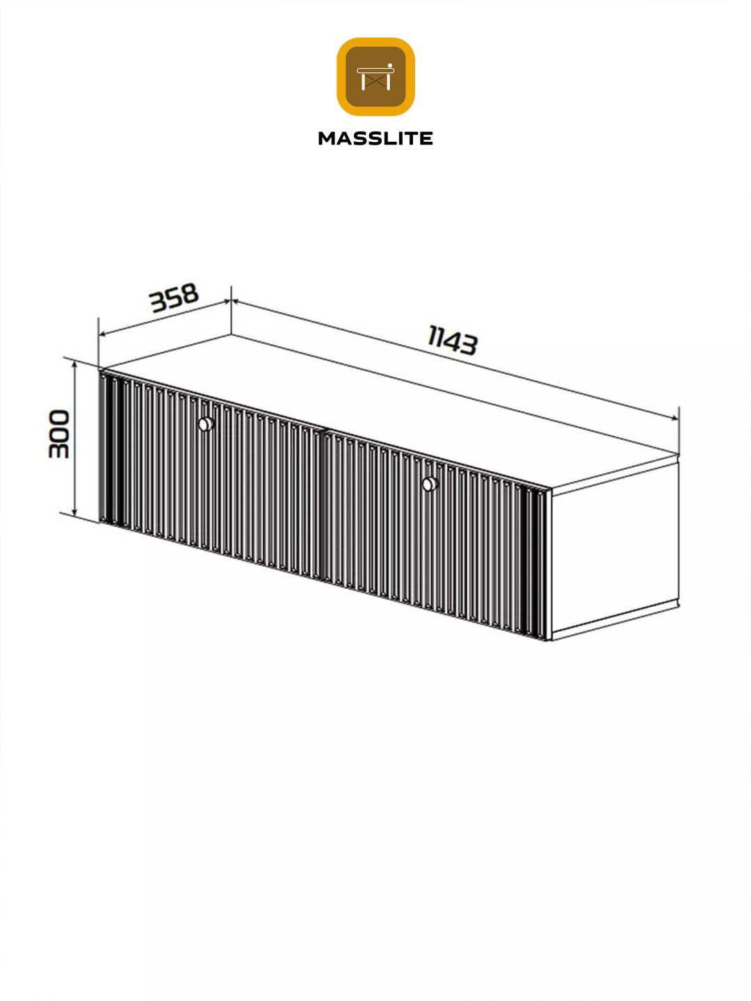 ТВ-тумба напольная и навесная MassLite ТВ-100001, 114x30x36 см, серый, графит купить,NaN
