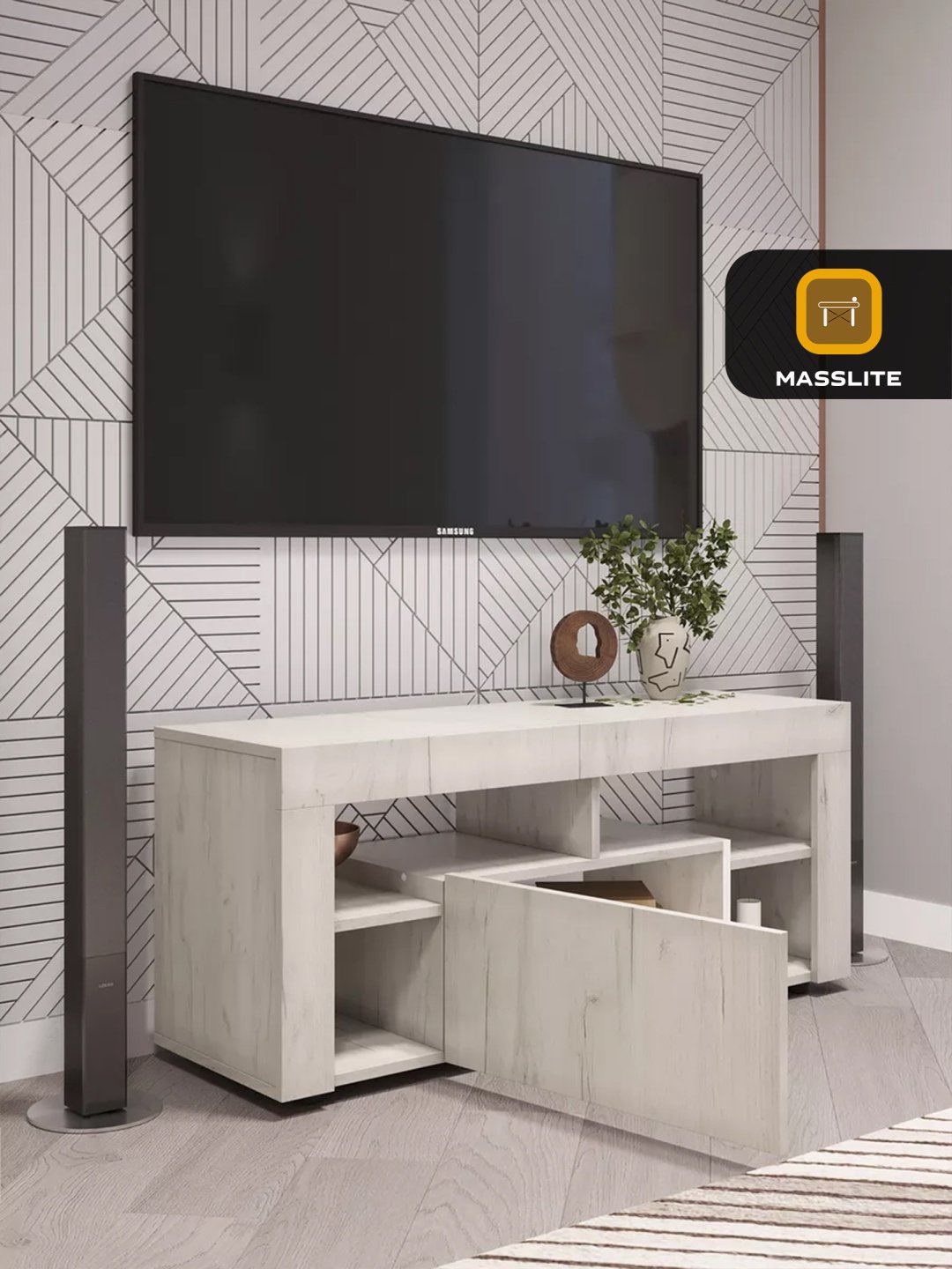 ТВ-тумба напольная MassLite DD-001141, 109x48x35 см, бежевый купить,NaN