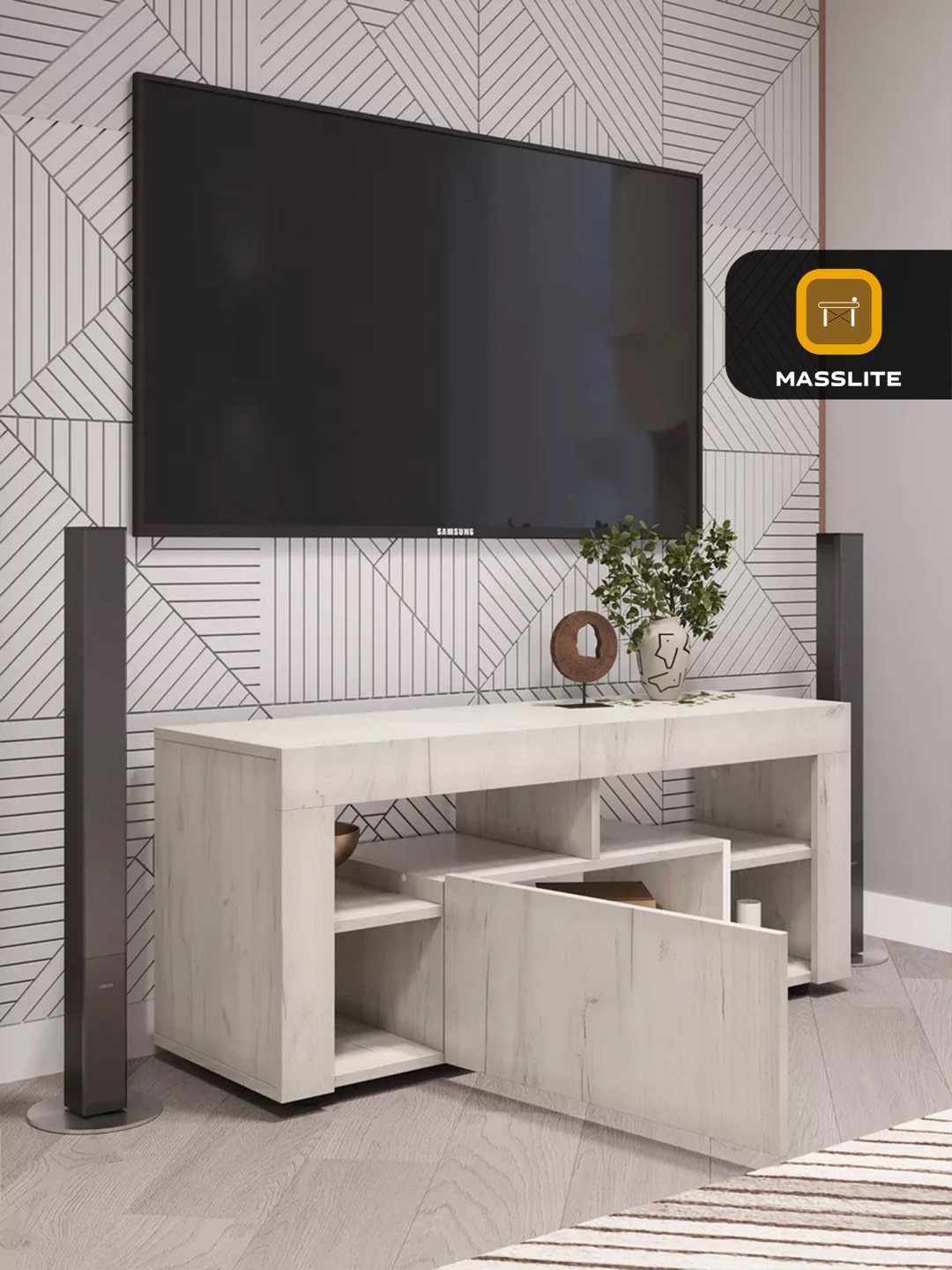 ТВ-тумба напольная MassLite DD-001141, 109x48x35 см, бежевый купить,NaN