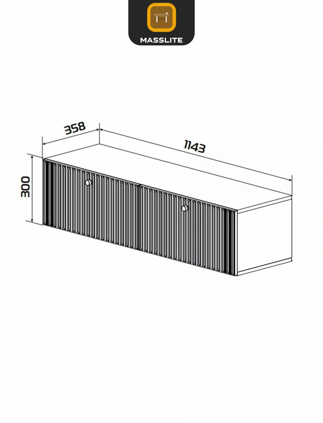 ТВ-тумба навесная MassLite ТВ-100004, 114x30x36 см, черный, темно-синий купить,NaN