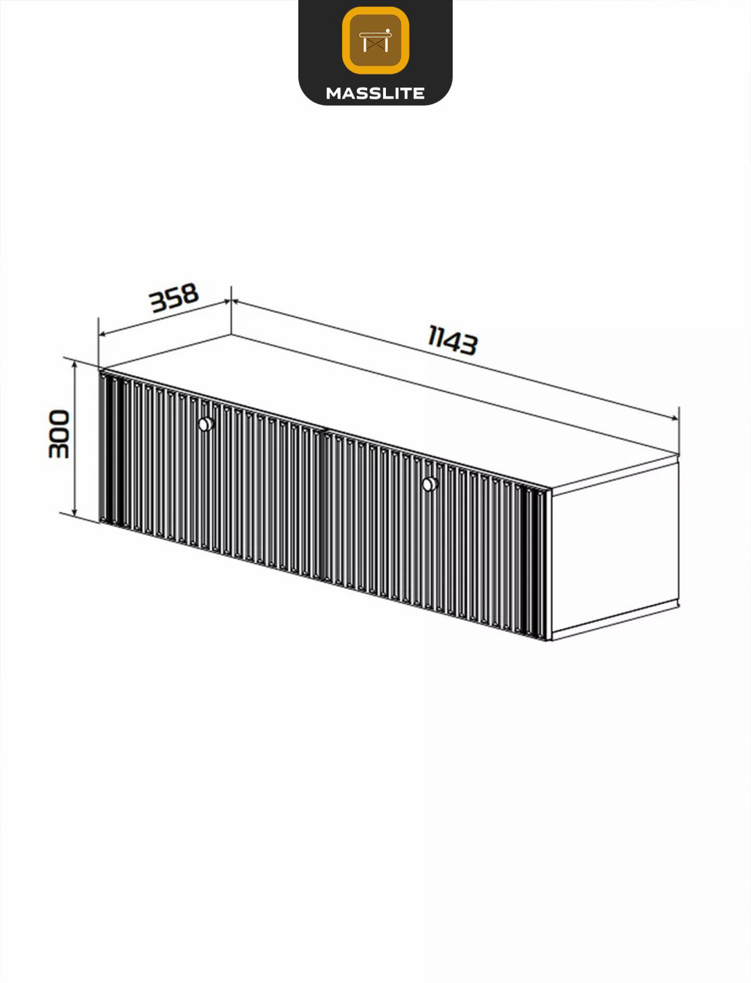 ТВ-тумба навесная MassLite ТВ-100004, 114x30x36 см, черный, темно-синий купить,NaN