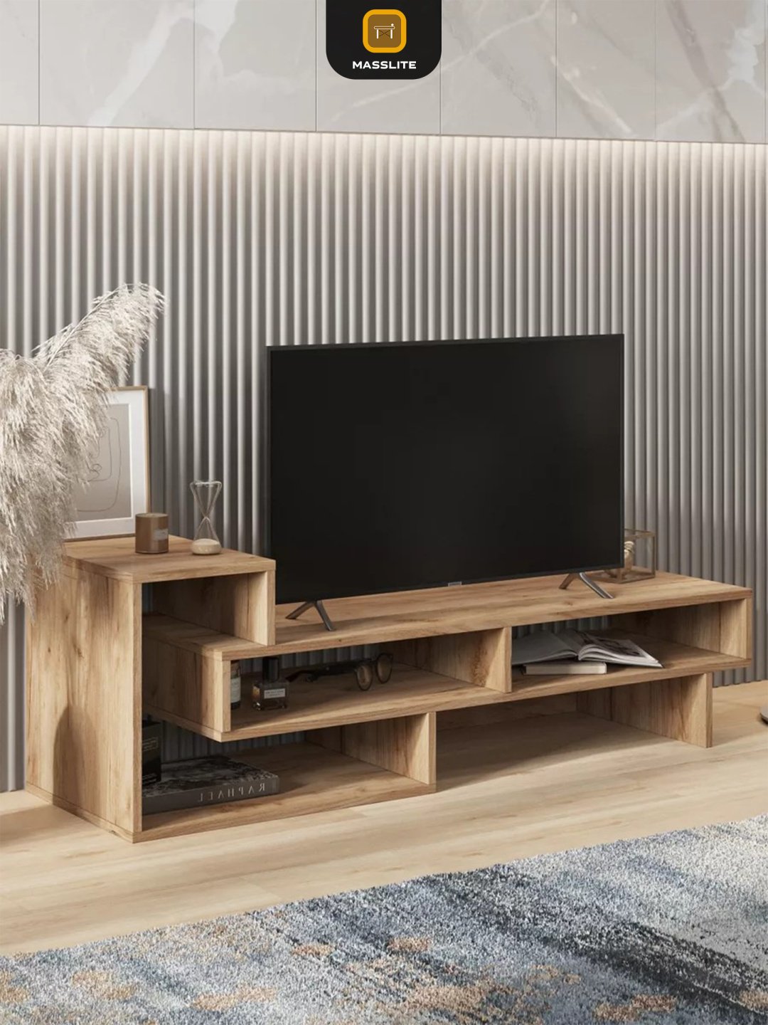 ТВ-тумба напольная MassLite ТВ-100005, 130x42x40 см, коричневый купить,NaN