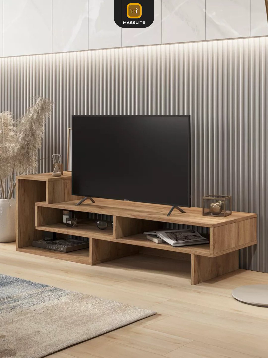 ТВ-тумба напольная MassLite ТВ-100005, 130x42x40 см, коричневый купить,NaN