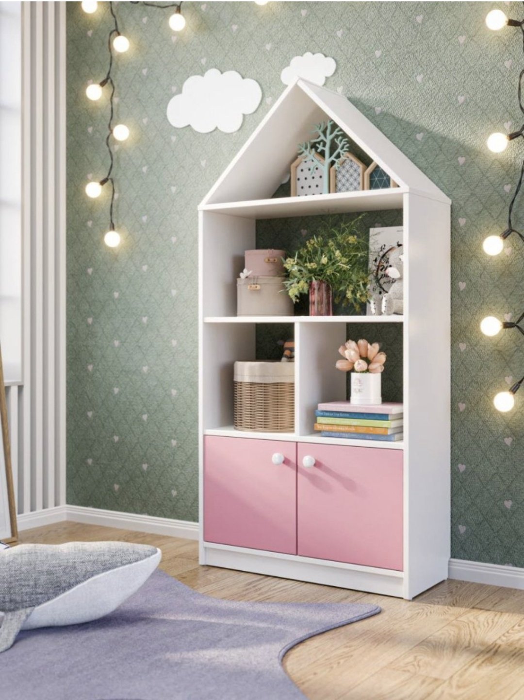 Стеллаж напольный 124067943, 71x30x146 см, розовый купить,NaN