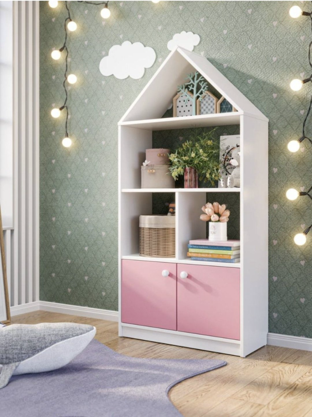 Стеллаж напольный 124067943, 71x30x146 см, розовый купить,NaN