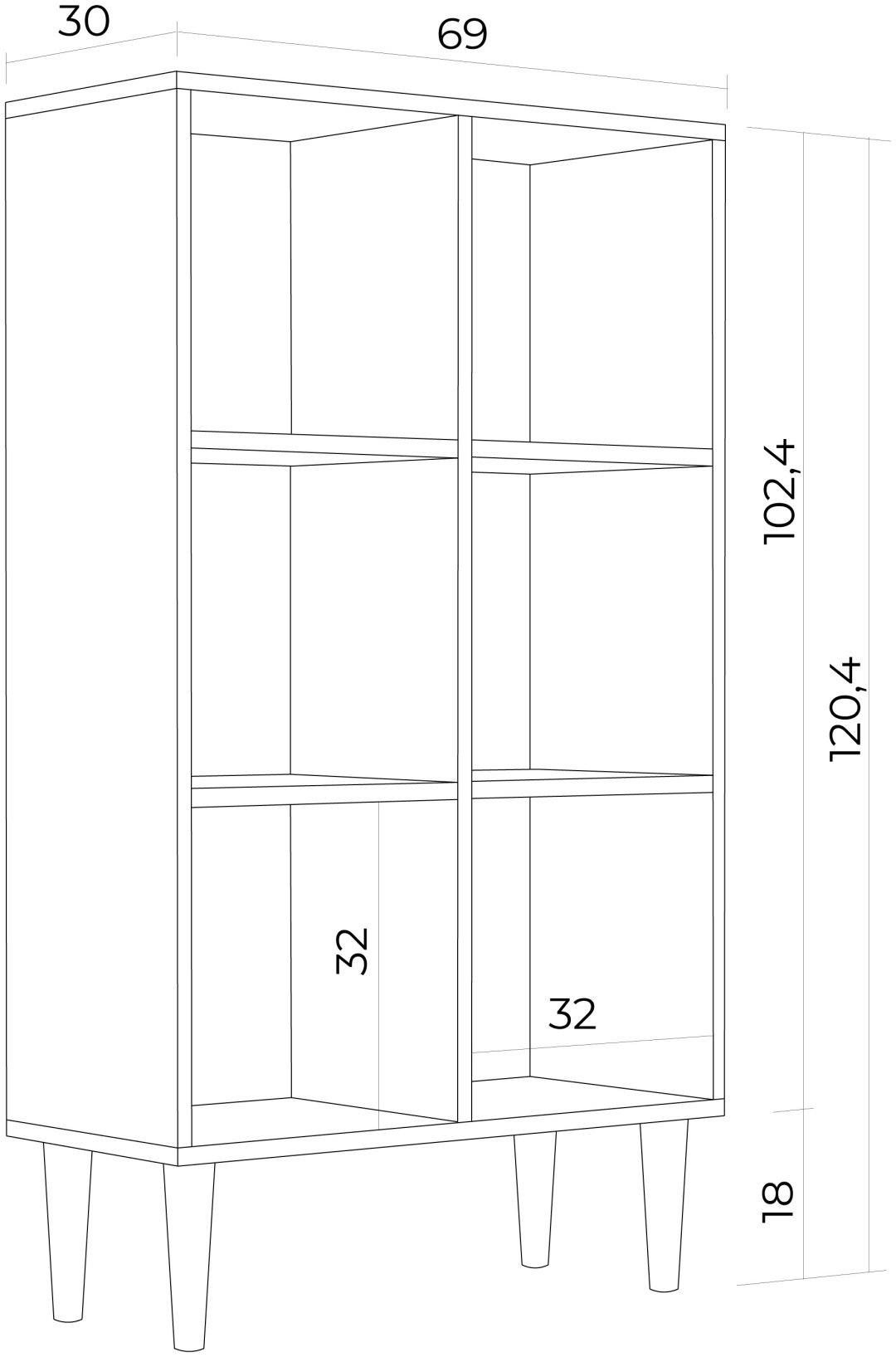 Стеллаж напольный MONOFIX, 69x30x120.4 см, бежевый, светло-коричневый купить,NaN