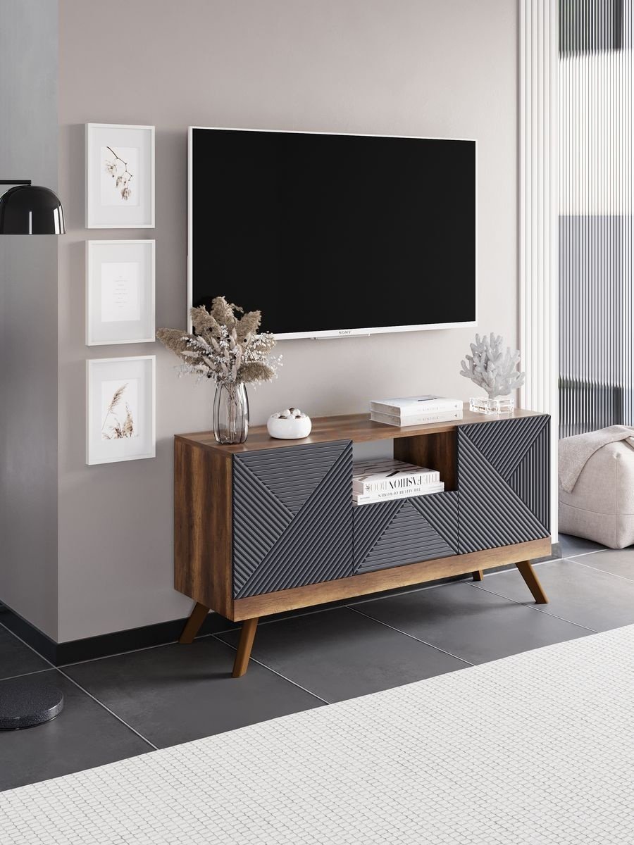 ТВ-тумба напольная MassLite Модерн, 114x60x36 см, графит, темно-коричневый купить,NaN