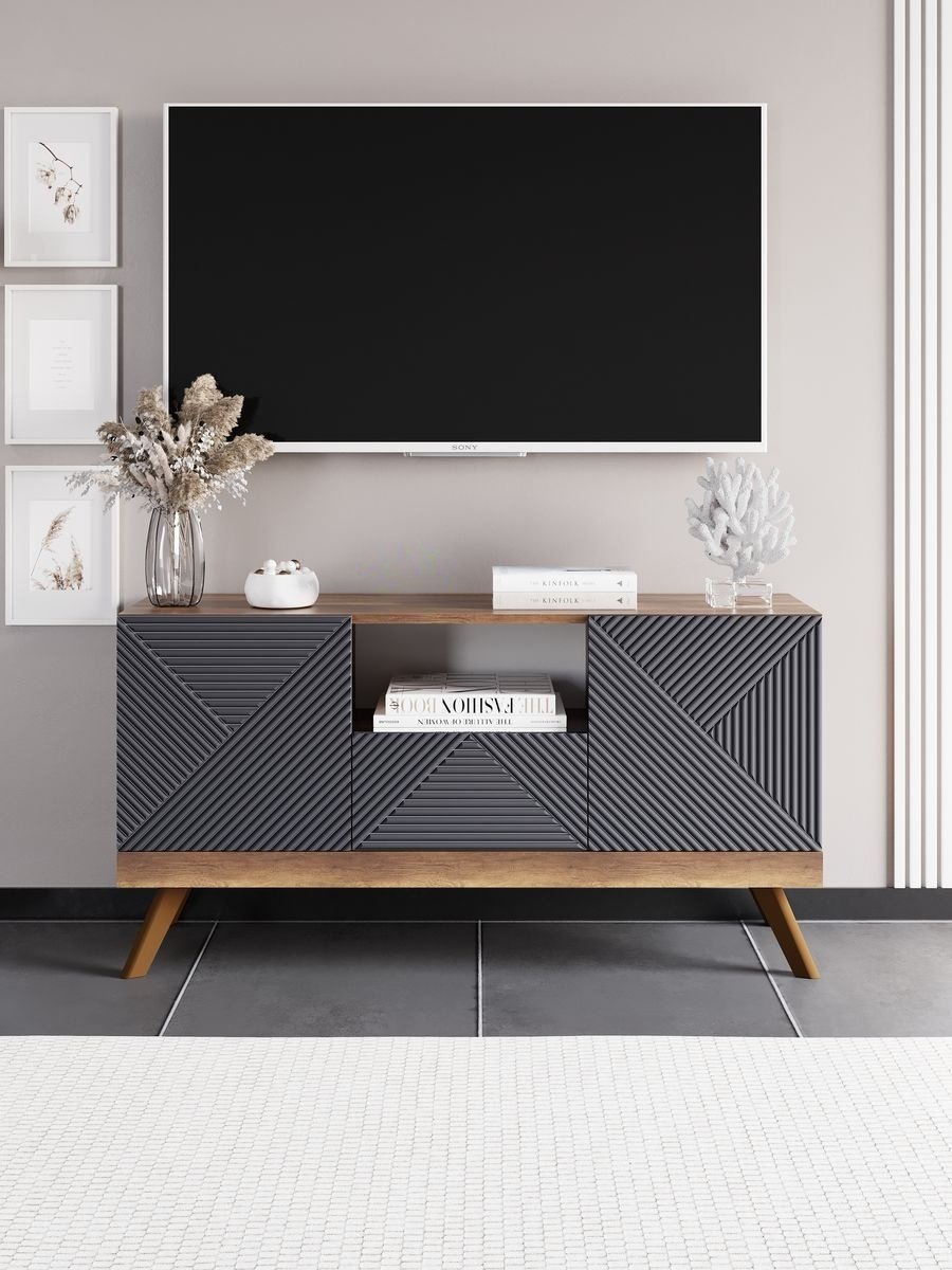 ТВ-тумба напольная MassLite Модерн, 114x60x36 см, графит, темно-коричневый купить,NaN