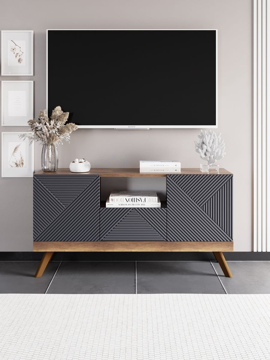 ТВ-тумба напольная MassLite Модерн, 114x60x36 см, графит, темно-коричневый купить,NaN