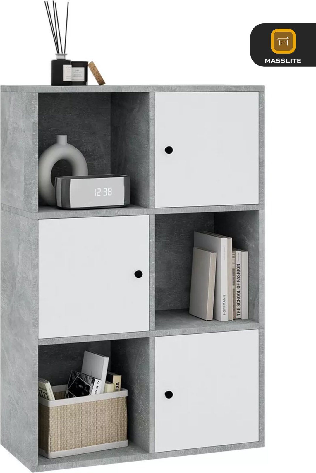 Стеллаж напольный MassLite ZHM-000116, 66.9x35.4x99.4 см, белый, серый купить,NaN