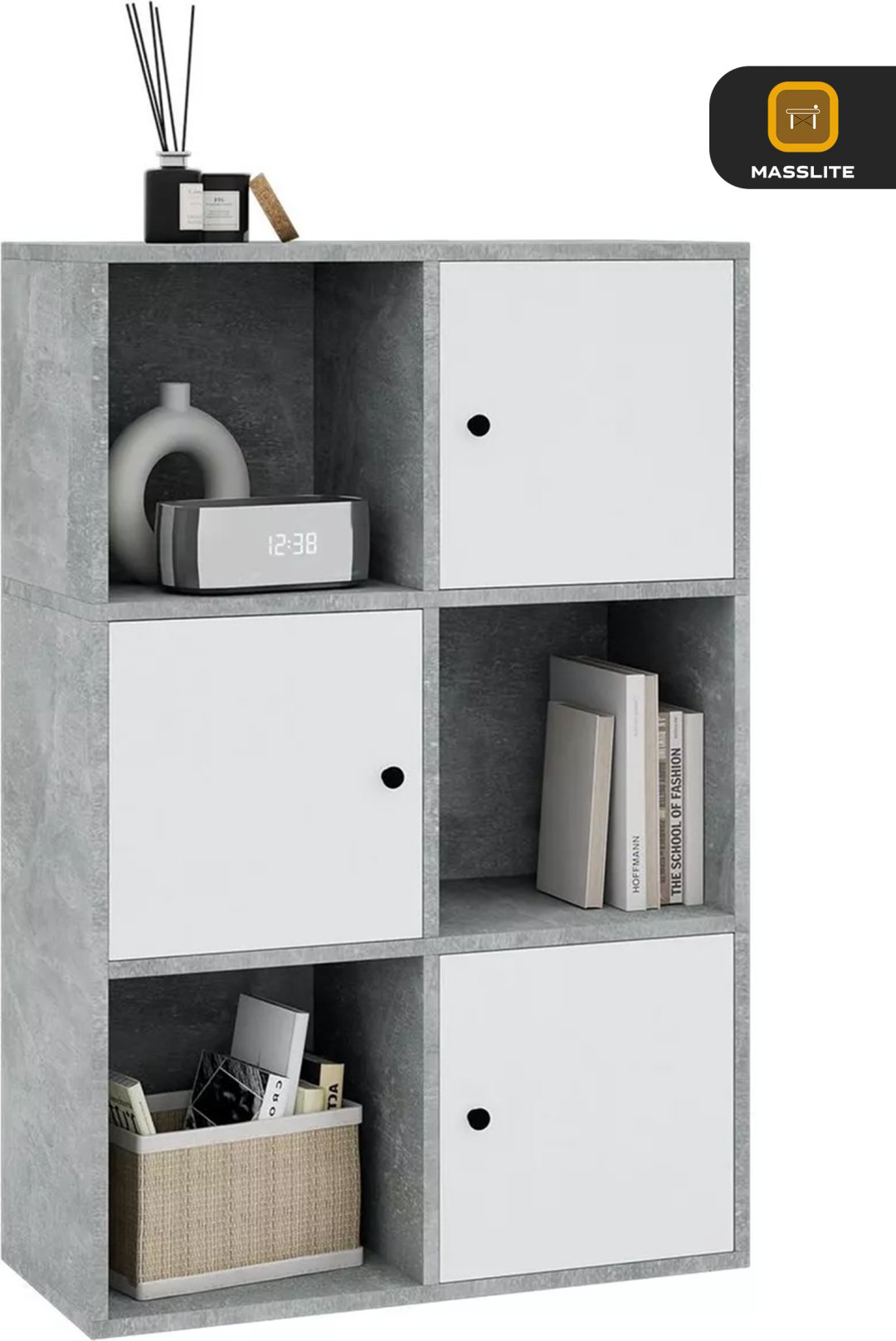 Стеллаж напольный MassLite ZHM-000116, 66.9x35.4x99.4 см, белый, серый купить,NaN
