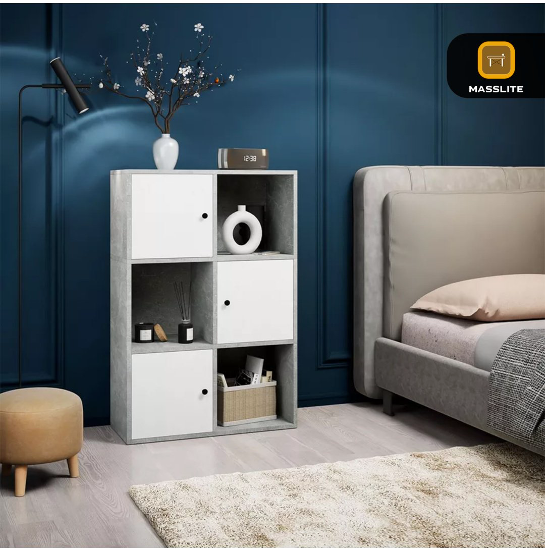 Стеллаж напольный MassLite ZHM-000116, 66.9x35.4x99.4 см, белый, серый купить,NaN