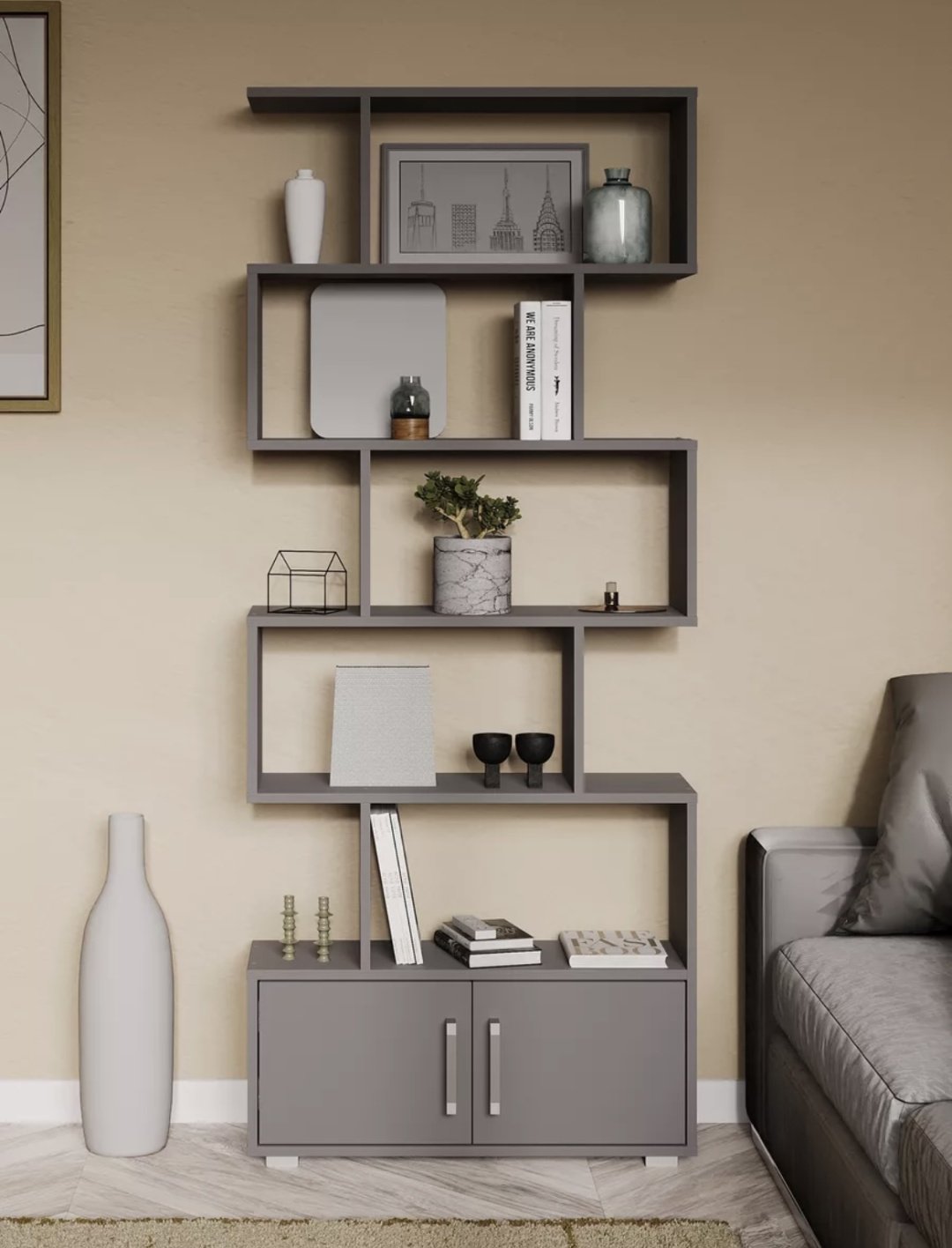 Стеллаж напольный Letta, 73x23x175.7 см, графит купить,NaN