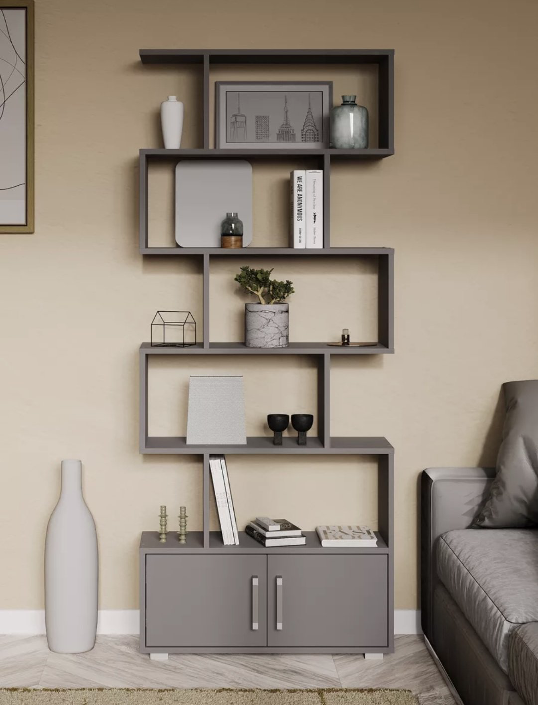 Стеллаж напольный Letta, 73x23x175.7 см, графит купить,NaN