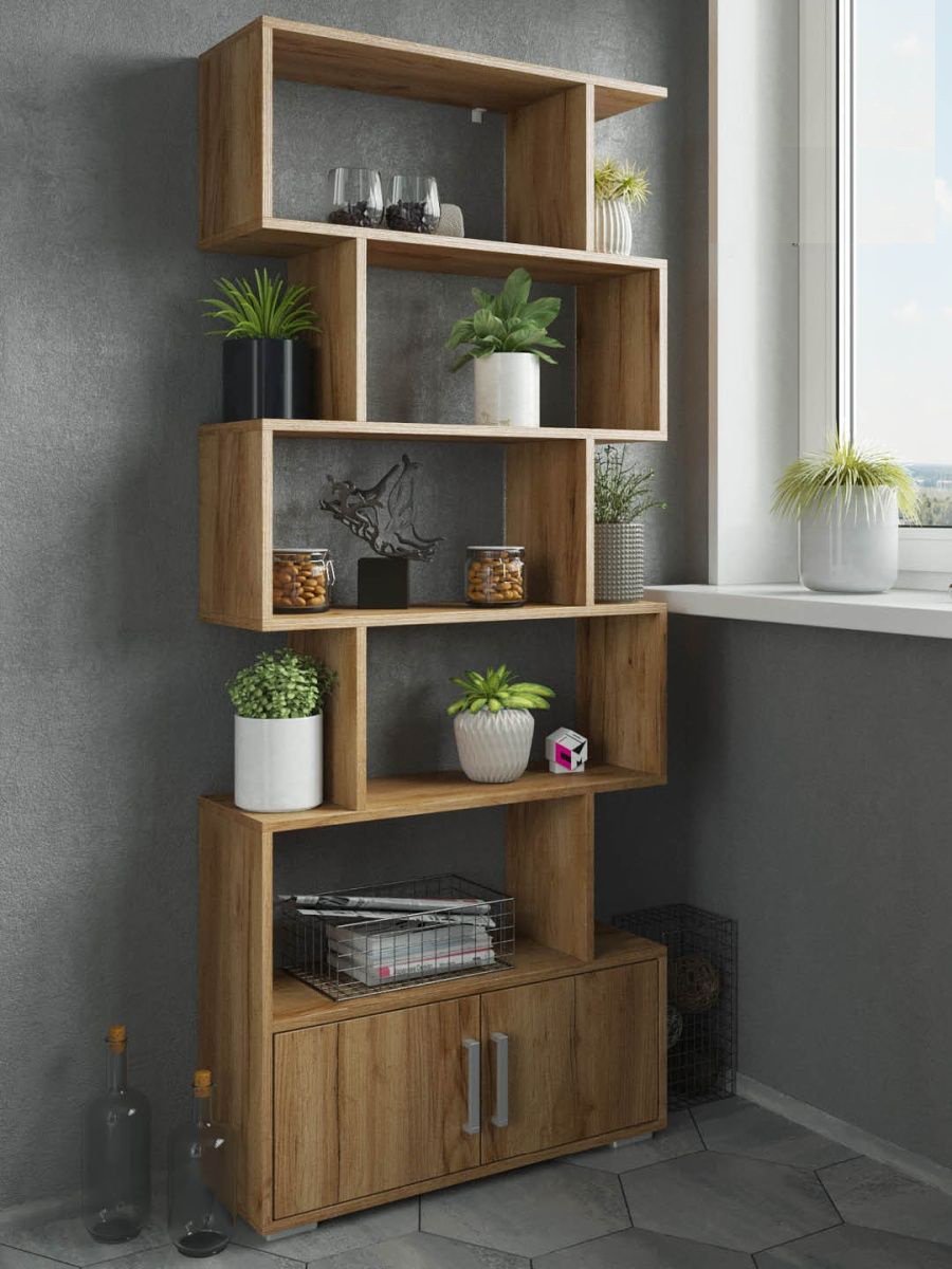 Стеллаж напольный RIZIQ, 73x25x176 см, коричневый купить,NaN