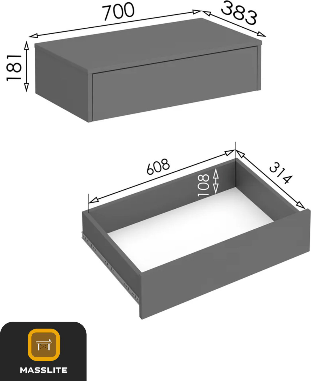 Туалетный столик MassLite DD-000962 38.3x70x18.1 см, ЛДСП купить,NaN