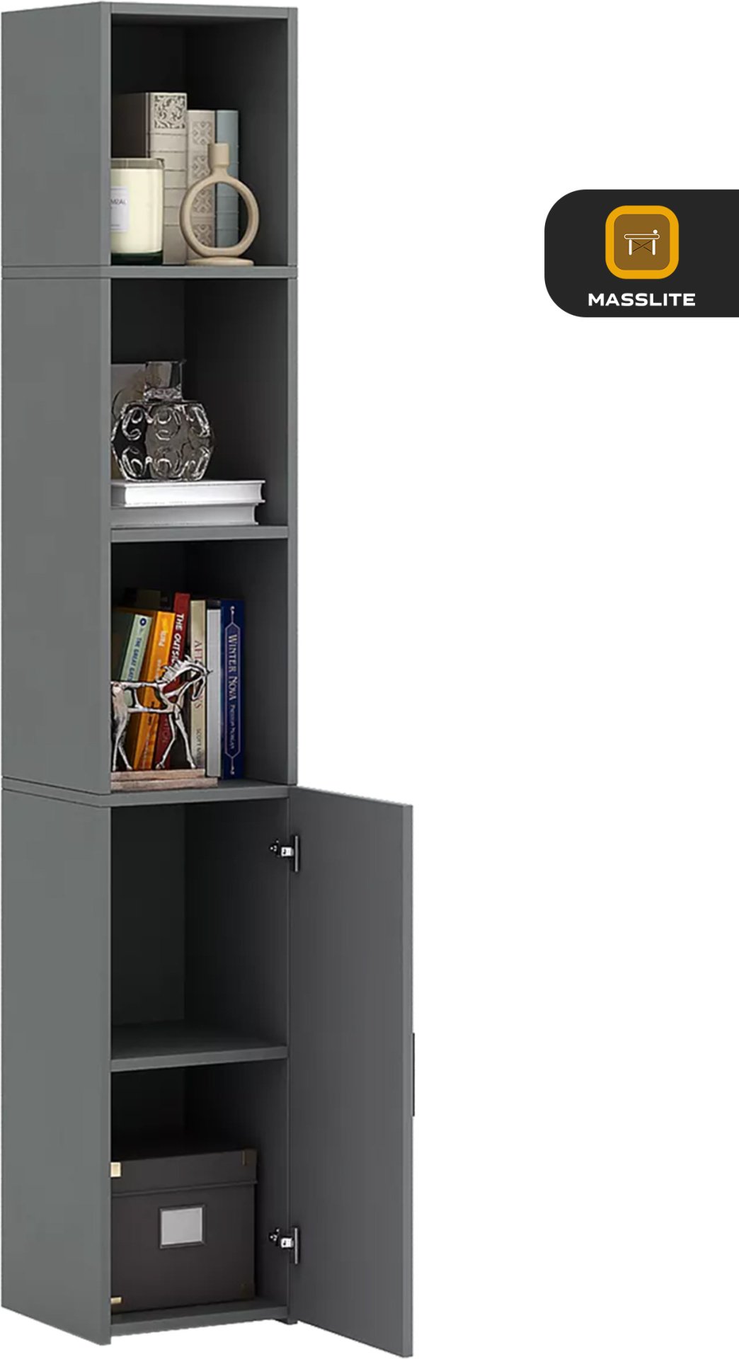 Стеллаж напольный MassLite ZHM-000155, 29.8x29.4x177.6 см, серый купить,NaN