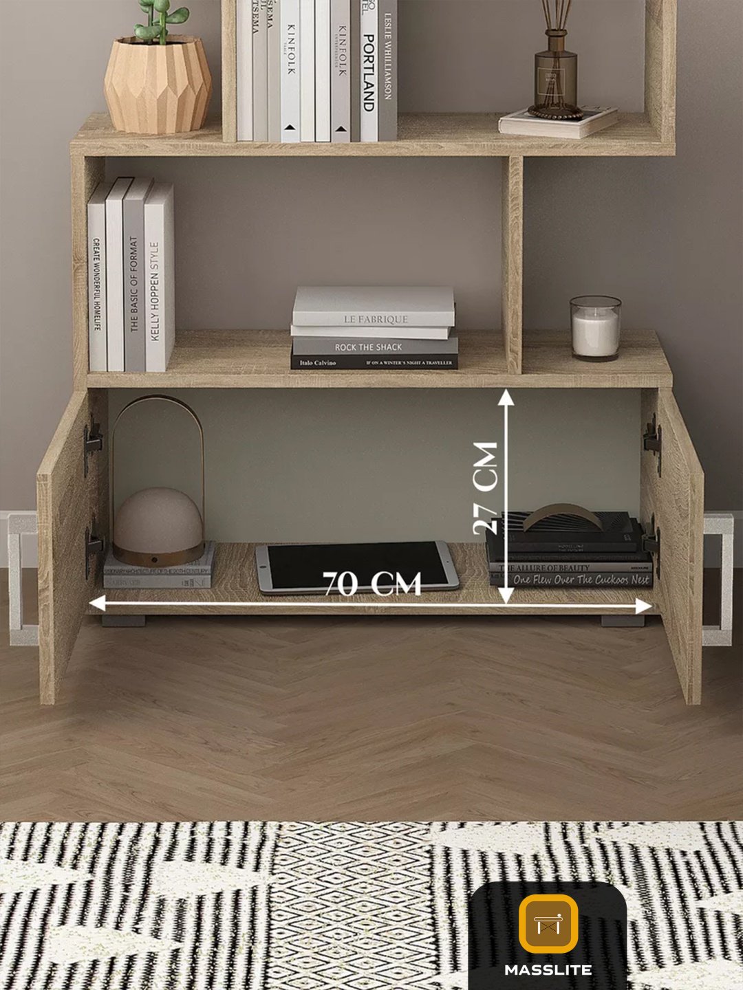 Стеллаж напольный MassLite DD-000993, 73x23x175 см, светло-коричневый купить,NaN