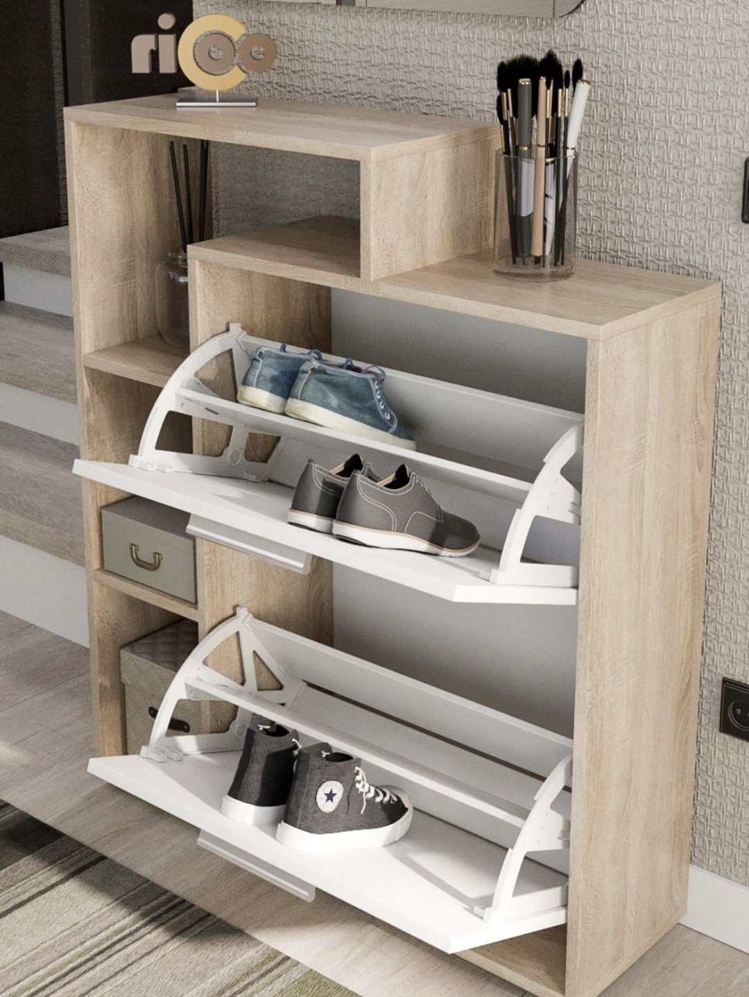 Обувница Ricoo 74x24.30x90 см, ЛДСП купить,NaN