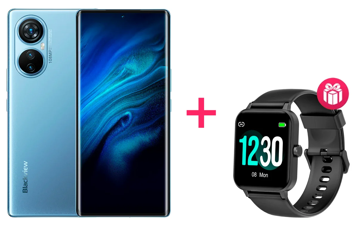 Смартфон Blackview A200 Pro 12/256G Blue + Смарт-часы Blackview R30 Black