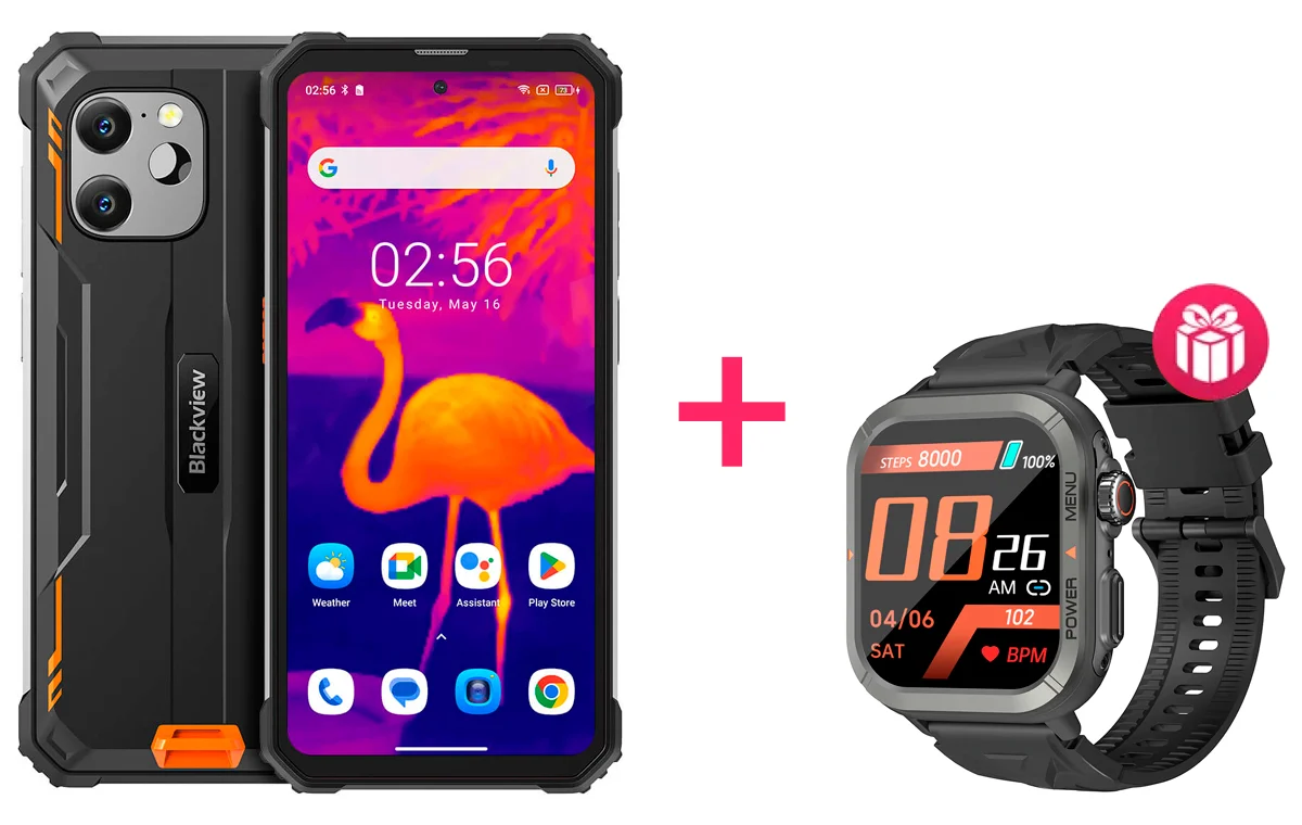 Смартфон Blackview BV8900 8+256GB Orange + Смарт часы Blackview W30 Black купить,NaN