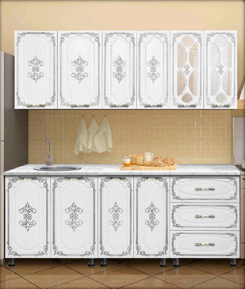 Кухонный гарнитур Elegant Линда 2м белый