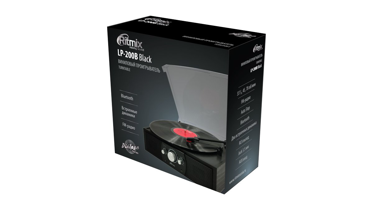 Виниловый проигрыватель Ritmix LP-200B черный купить,NaN