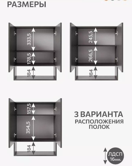 Шкаф-пенал навесной 209229088, 60x19.6x76 см, графит купить,NaN