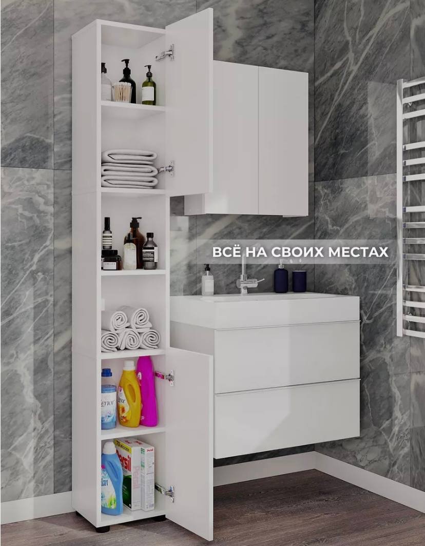 Шкаф-пенал CUBE ШКАФ CUBE, 28.4x179.1х26.6 см, белый купить,NaN