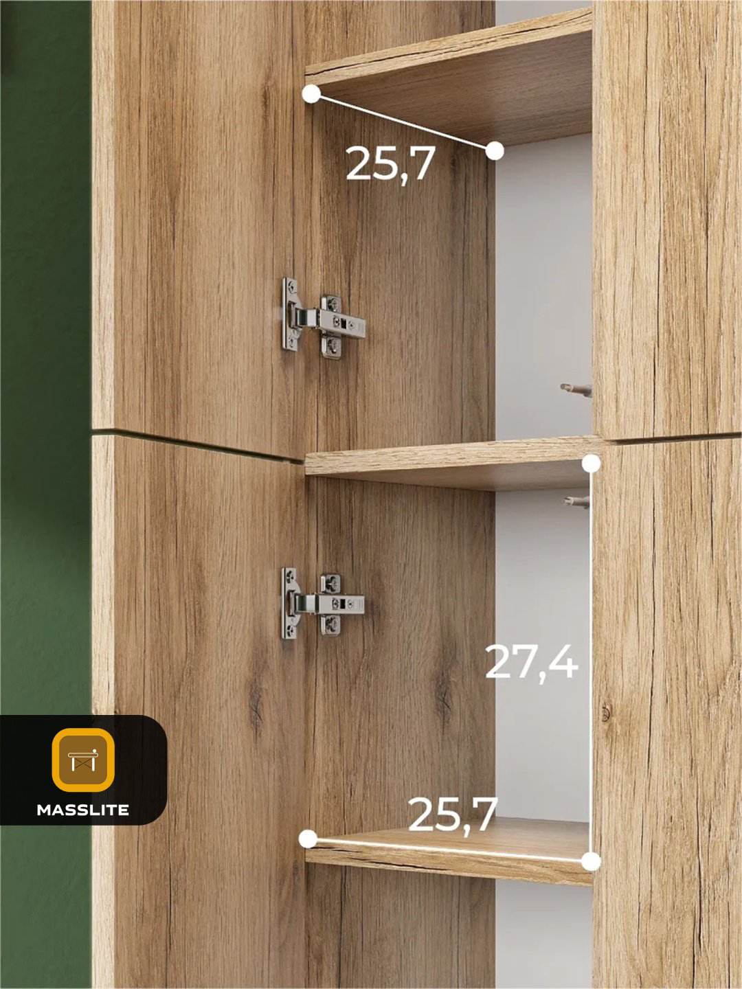 Шкаф-пенал MassLite DD-001244, 29x178х27.3 см, светло-коричневый купить,NaN