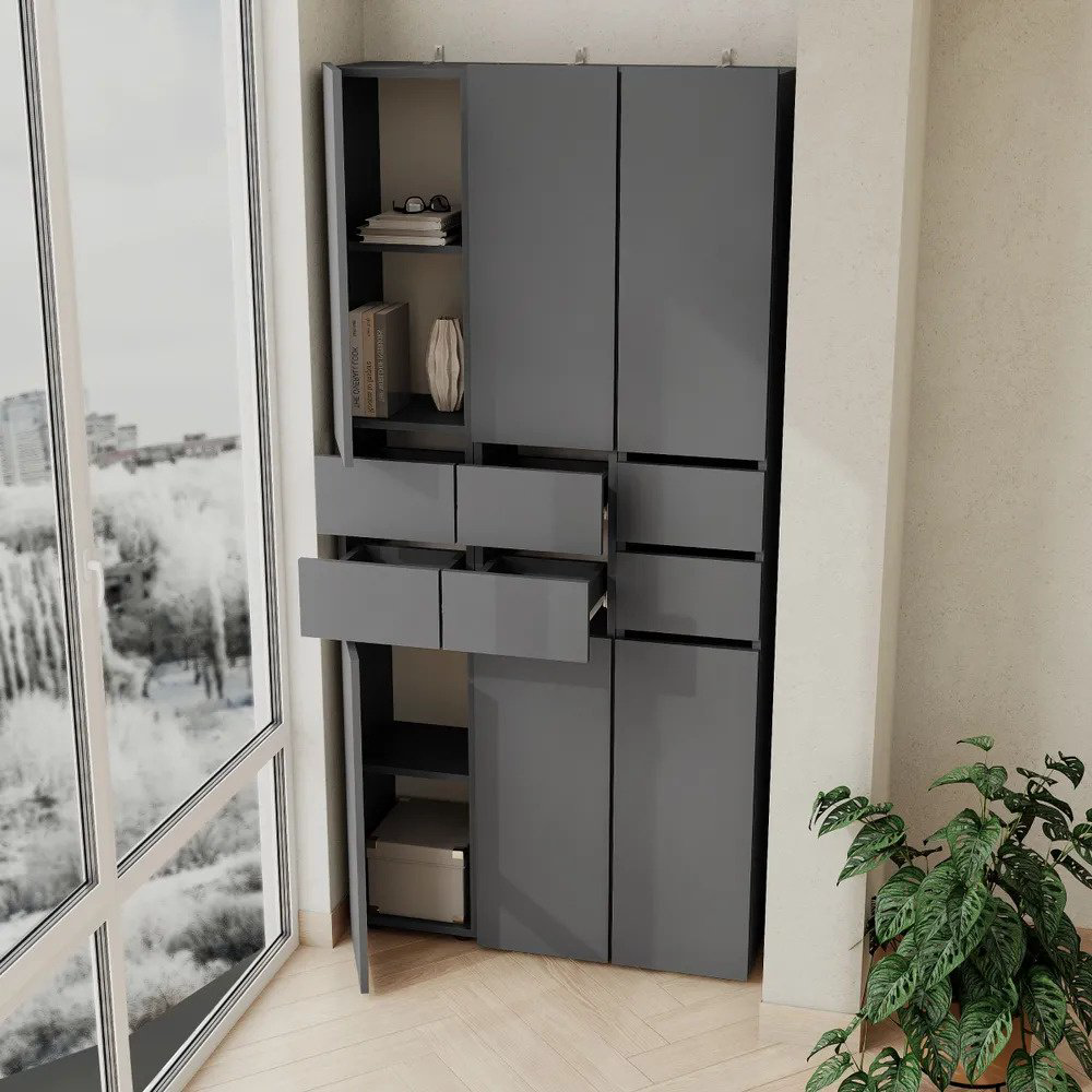 Шкаф-пенал 028356775, 29x180х27 см, серый купить,NaN