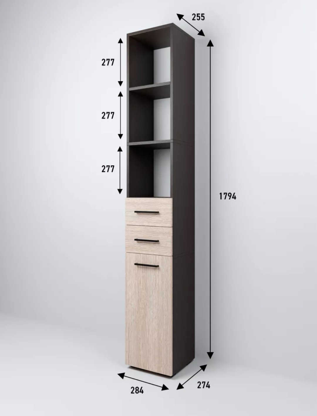 Стеллаж напольный 122421012, 28x28x179 см, бежевый, темно-коричневый купить,NaN