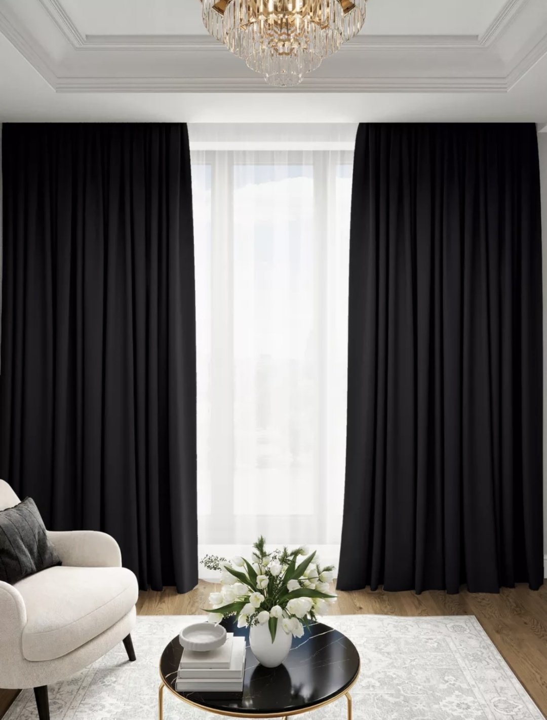 Портьеры 300x270 см 2 шт, блэкаут, черный купить,NaN