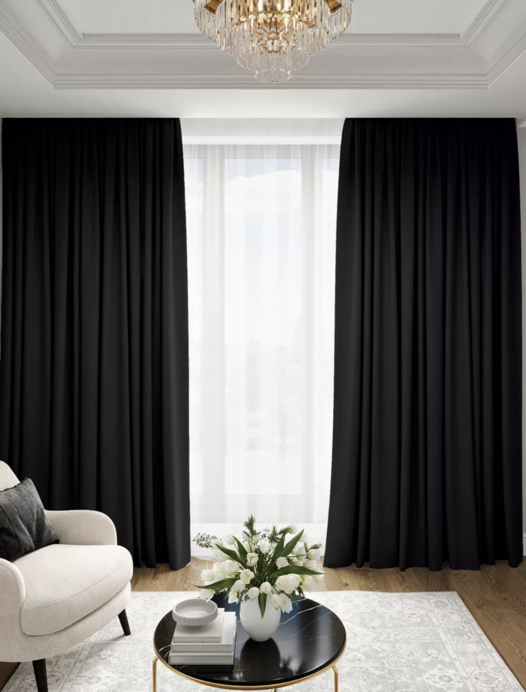 Портьеры 300x270 см 2 шт, блэкаут, черный купить,NaN