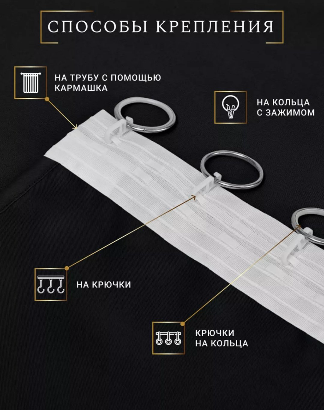 Портьеры 300x270 см 2 шт, блэкаут, черный купить,NaN