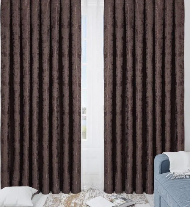 Портьеры 150x250 см 2 шт, полиэстер, коричневый купить,NaN