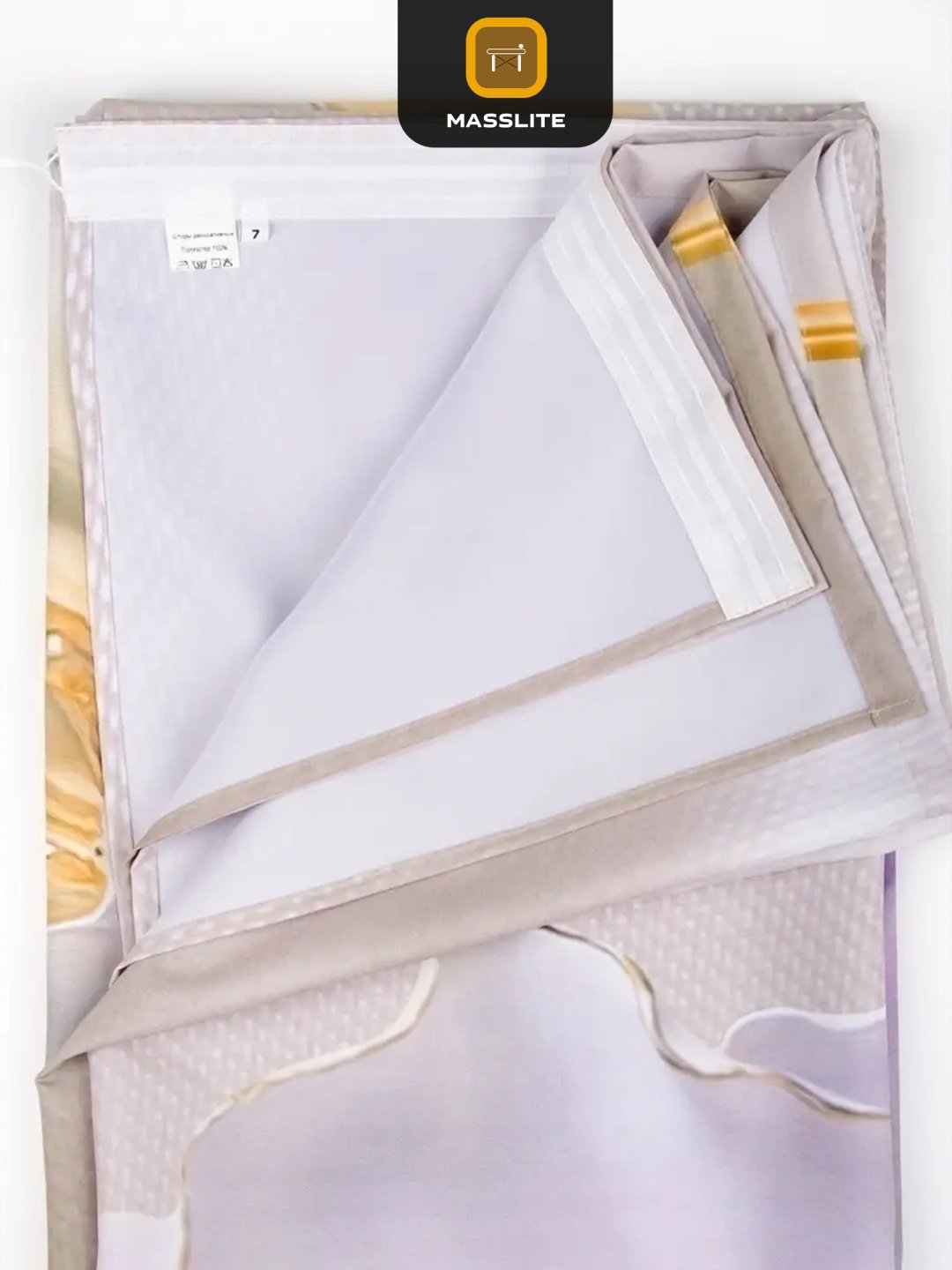 Портьеры MassLite 140x260 см 2 шт, габардин, бежевый, золотистый купить,NaN