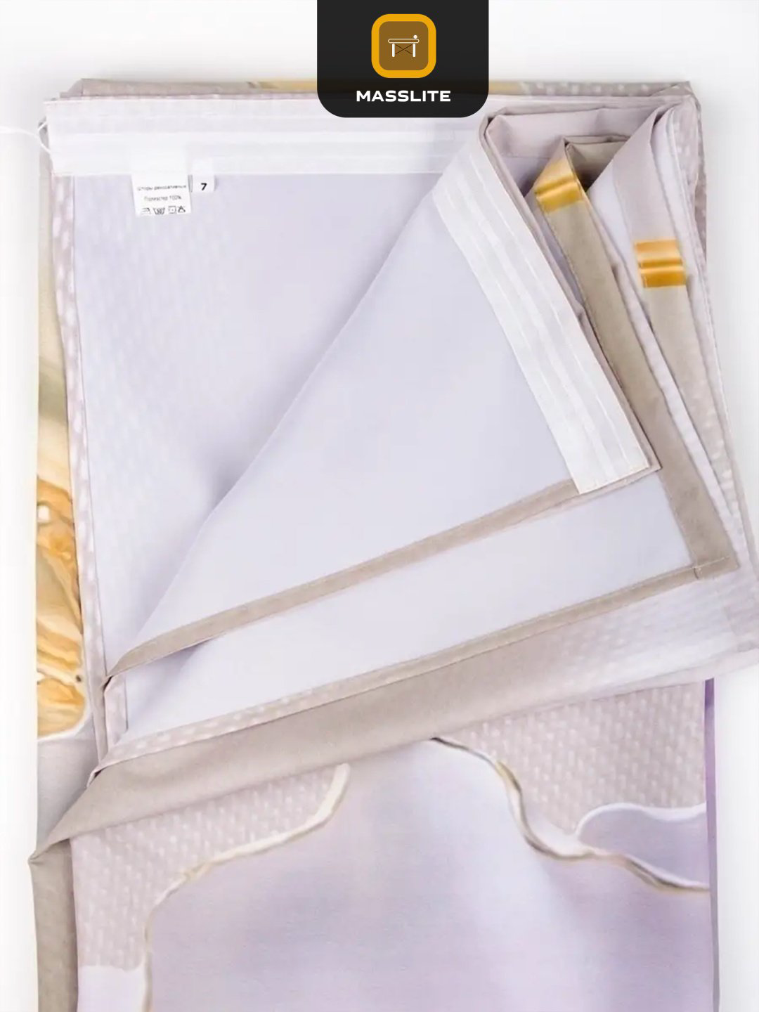Портьеры MassLite 140x260 см 2 шт, габардин, бежевый, золотистый купить,NaN