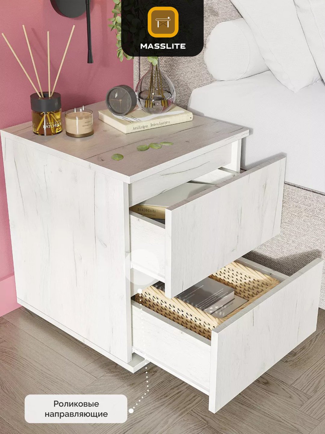 Тумба MassLite ТП-140027, 50x50x43 см, светло серый, белый купить,NaN