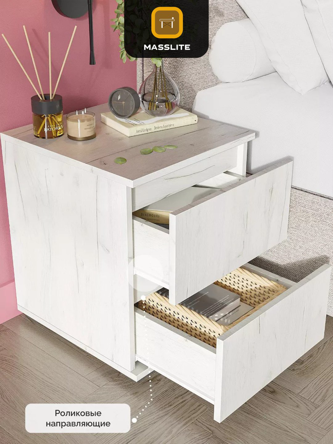 Тумба MassLite ТП-140027, 50x50x43 см, светло серый, белый купить,NaN