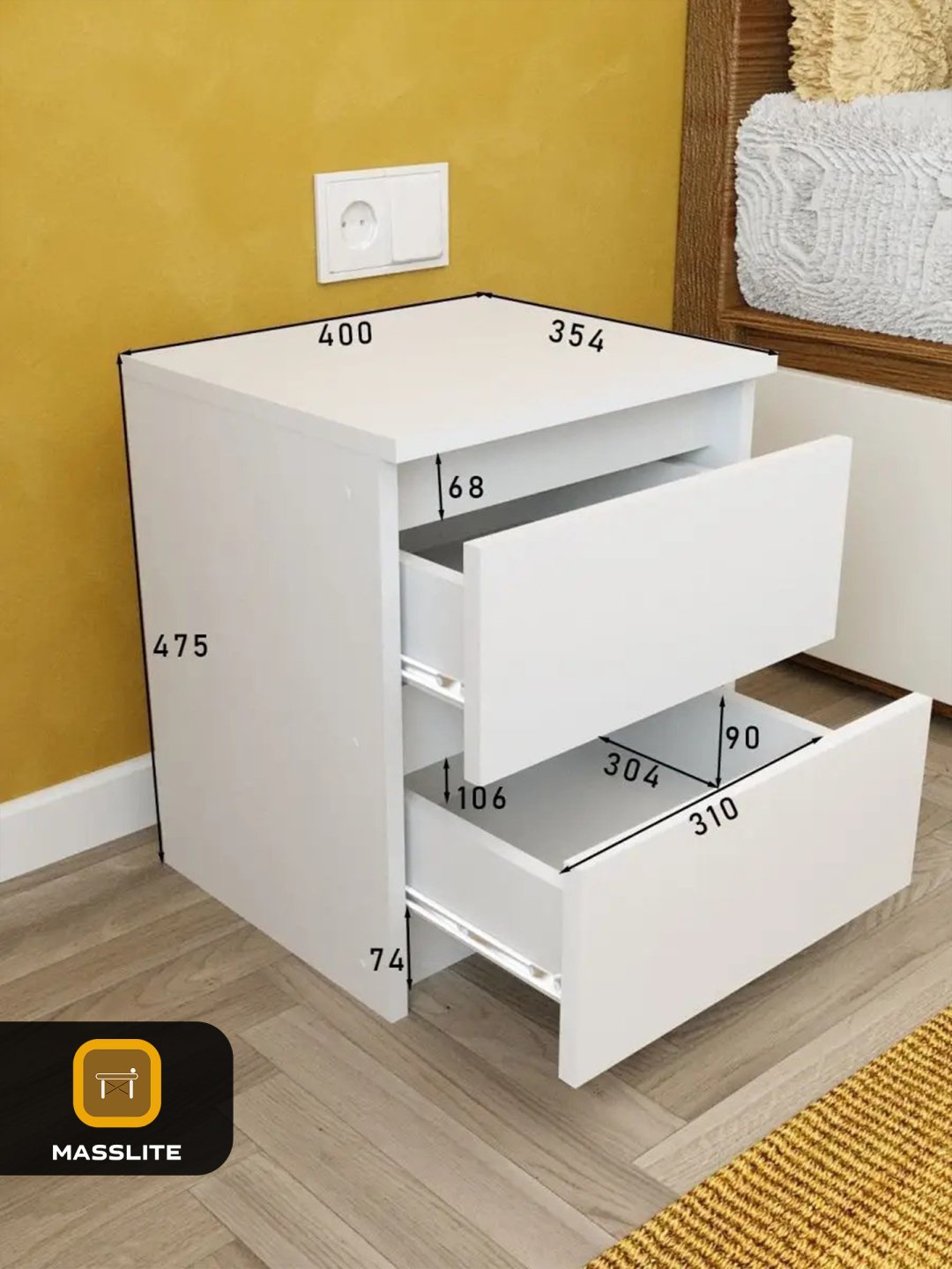 Тумба MassLite ТП-140003, 40x48x36 см, белый купить,NaN