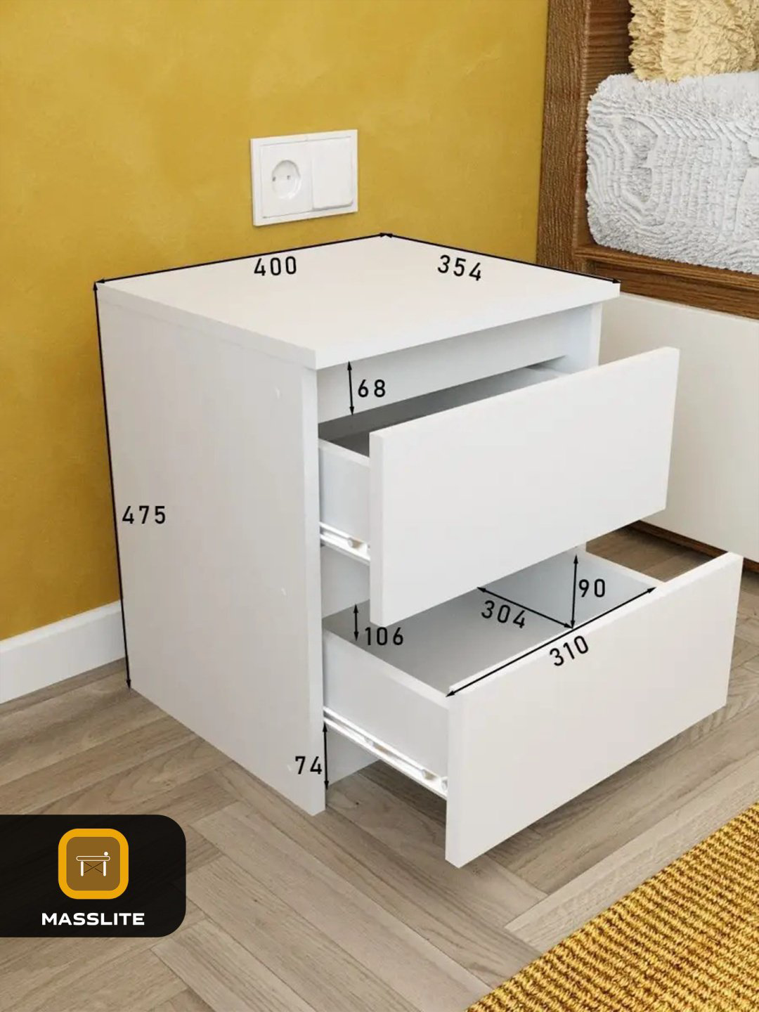Тумба MassLite ТП-140003, 40x48x36 см, белый купить,NaN