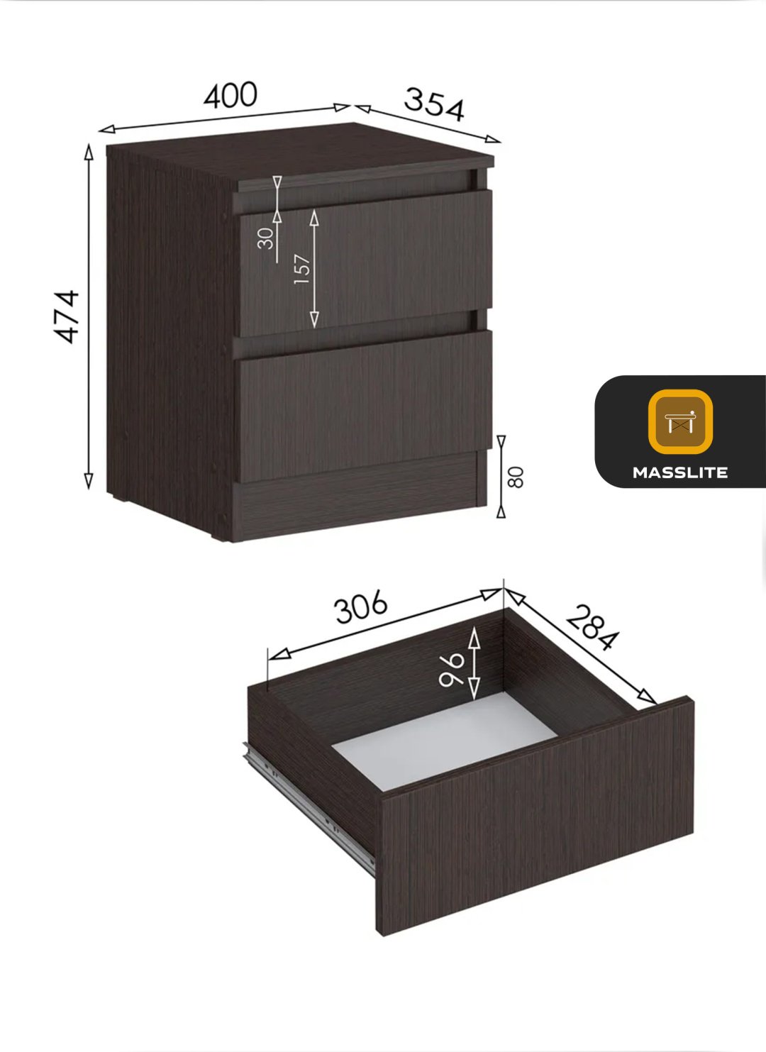 Тумба MassLite DD-000939, 40x47.4x35.4 см, темно-коричневый купить,NaN