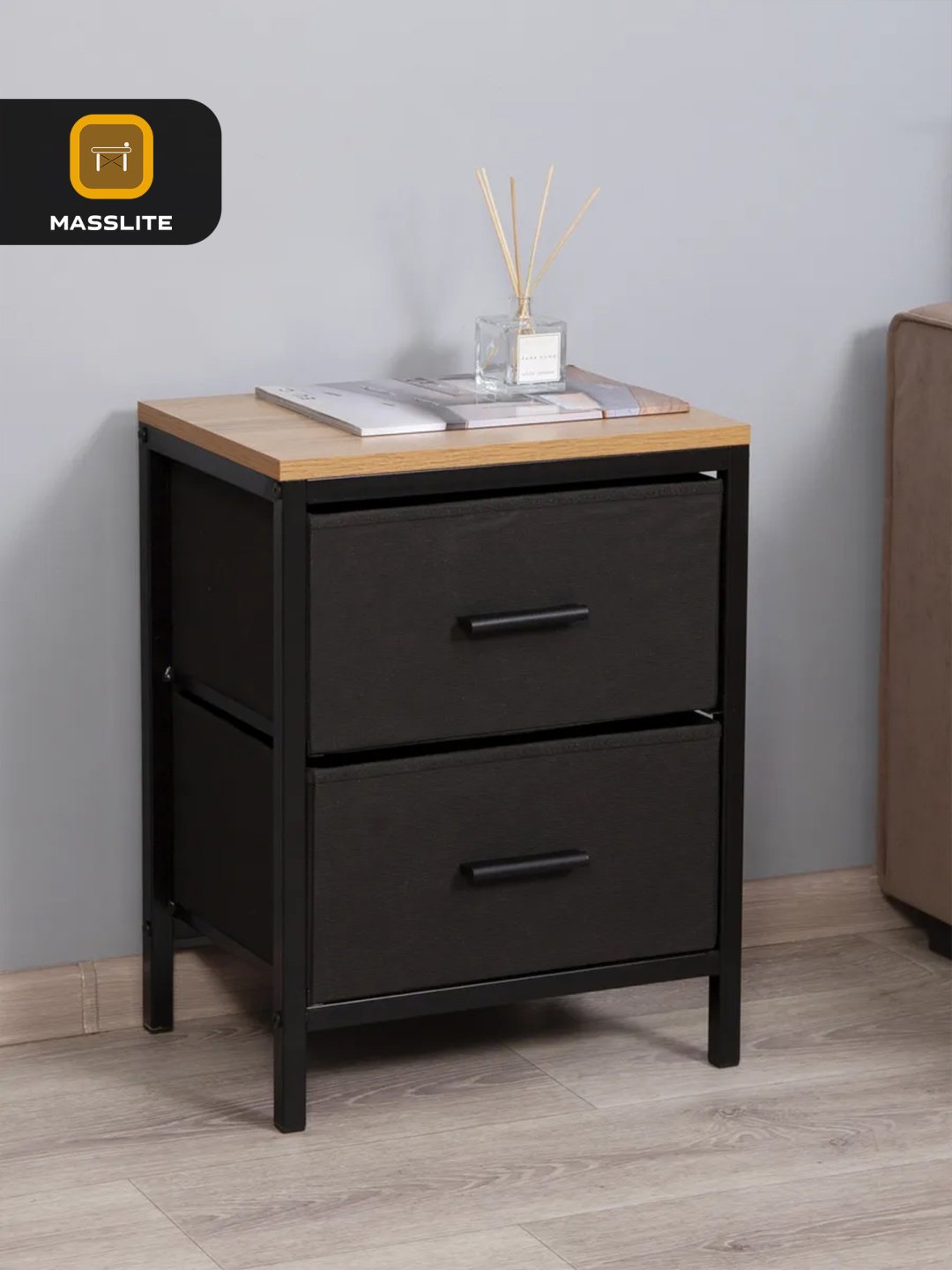 Тумба MassLite DD-001113, 41x53.6x29 см, черный, светло-коричневый купить,NaN