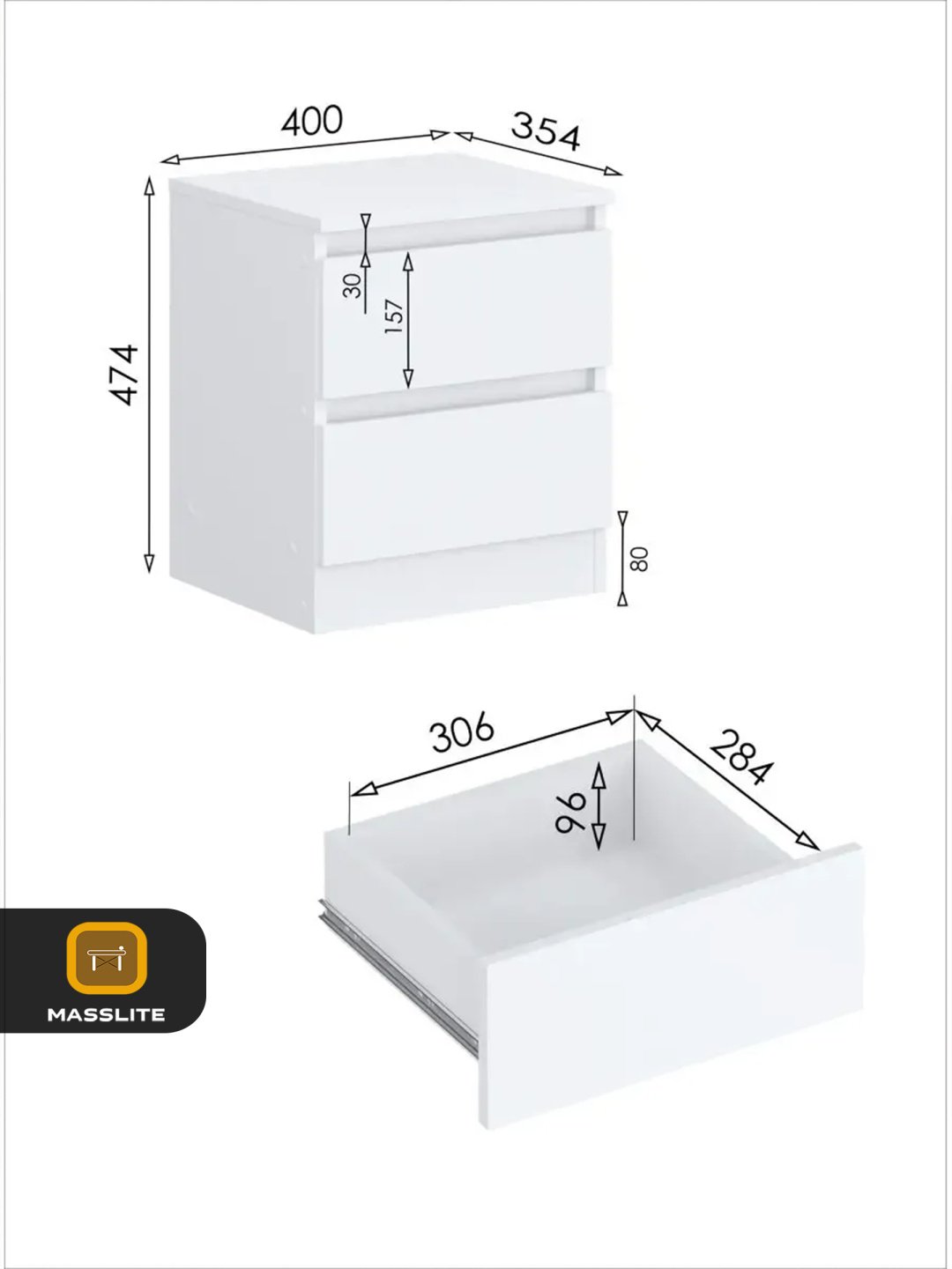Тумба MassLite BH-000064, 40x47.5x35.4 см, белый купить,NaN
